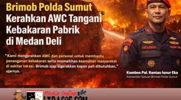 Brimob Polda Sumut Kerahkan AWC, Tangani Kebakaran Pabrik di Medan Deli