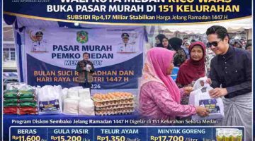 Wali Kota Medan Rico Waas Buka Pasar Murah di 151 Kelurahan, Subsidi Rp4,17 Miliar untuk Stabilkan Harga Jelang Ramadan 1447 H