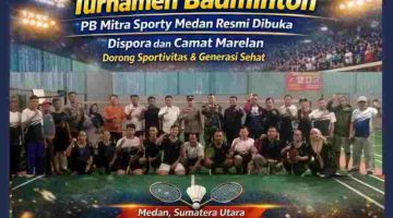 Turnamen Badminton PB Mitra Sporty Medan Resmi Dibuka, Dispora dan Camat Marelan Dorong Sportivitas & Generasi Sehat