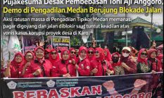 Pujakesuma Desak Pembebasan Toni Aji Anggoro, Demo di Pengadilan Medan Berujung Blokade Jalan