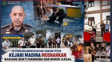 35 Perkara Berkekuatan Hukum Tetap, Kejari Madina Musnahkan Barang Bukti Narkoba dan Rokok Ilegal