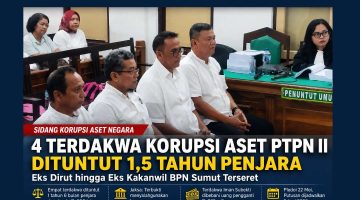 4 Terdakwa Korupsi Aset PTPN II Dituntut 1,5 Tahun Penjara, Eks Dirut hingga Eks Kakanwil BPN Sumut Terseret