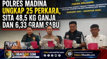 Polres Madina Ungkap 25 Perkara, Sita 48,5 Kg Ganja dan 6,33 Gram Sabu